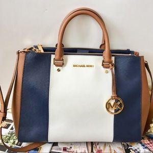 Michael Kors Stripe Large Selma Satchel